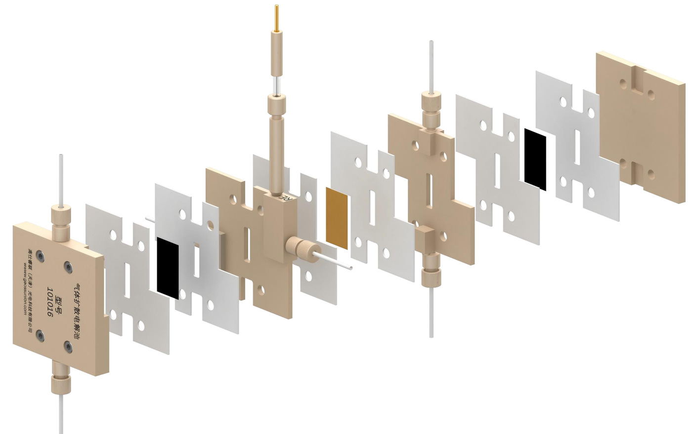 101016 Three-Chamber Gas-Diffusion Cell — Assembly view