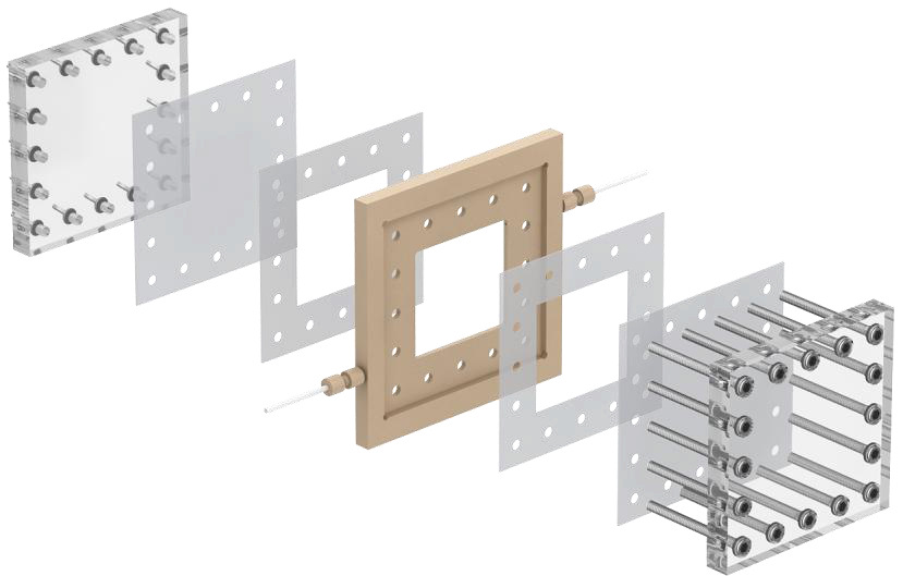 DQ-1 Capacitive Deionization Cell — Assembly view