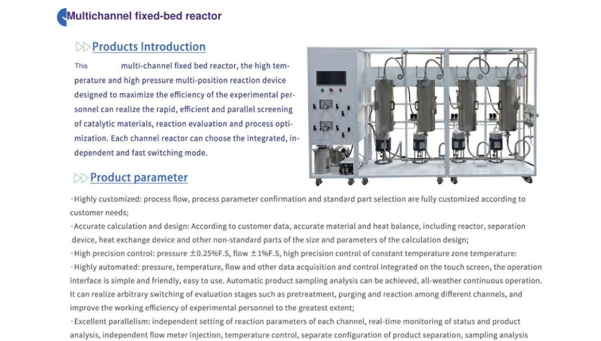 Multichannel Fixed-Bed Reactor — SSI catalogue section